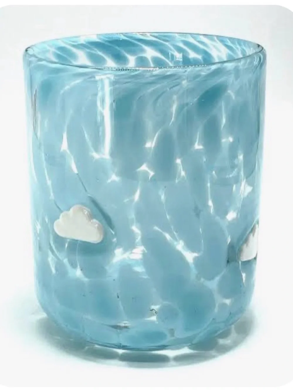Anthro cloud icon juice glass set of 2 w blue luster swirl and clouds